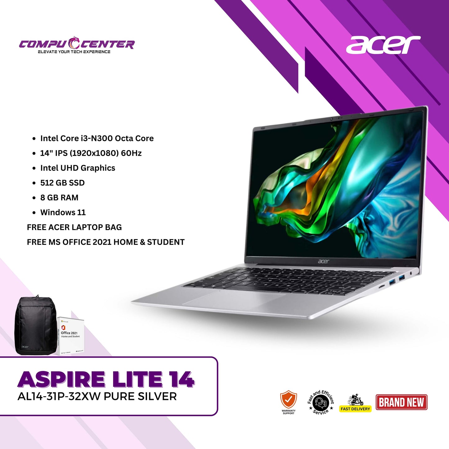 Acer Aspire Lite 14 | Intel Core i3-N300 | Intel UHD Graphics