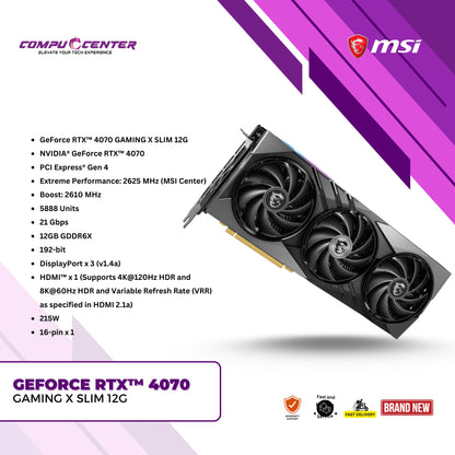 MSI | NVIDIA® GeForce RTX™ 4070 GAMING X SLIM | 12GB GDDR6X