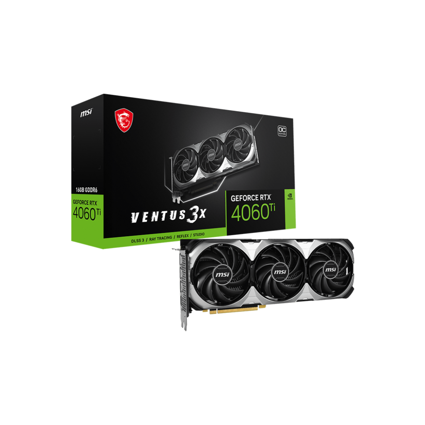 MSI | NVIDIA® GeForce RTX™ 4060 Ti Ventus 3X OC | 16GB GDDR6