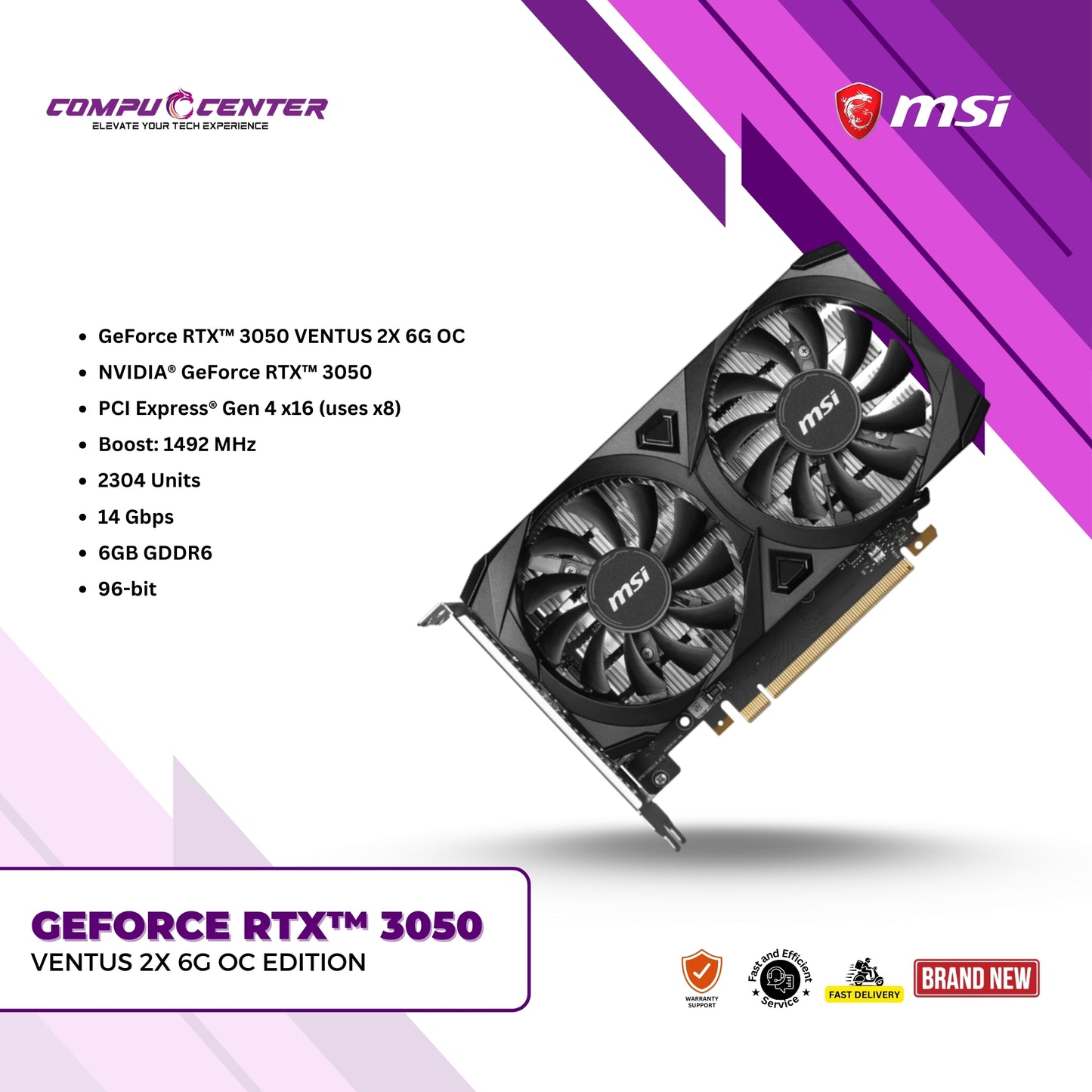 MSI | NVIDIA GeForce RTX™ 3050| 6GB GDDR6